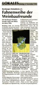 Pressebeitrag Fahnenweihe der Weinbaufreunde Super Sonnatg 05.11.2006